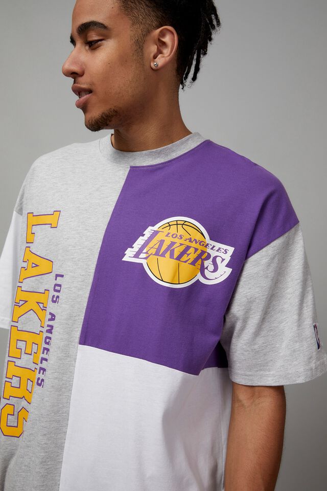 Adidas Los Angeles Lakers Basketball White 100% Cotton Logo T- Shirt  Men's XL