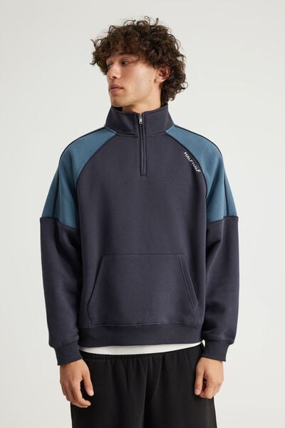 Half Half Quarter Zip, HH NAVY BLAZER/SPORT