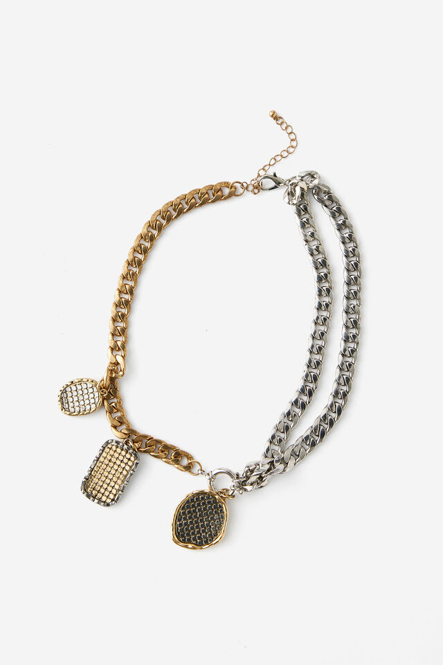 Mixed Metals Necklace, GOLD AND SILVER
