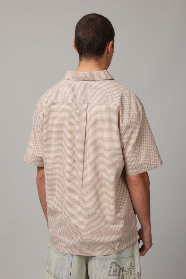 Short Sleeve Shirt, BROWN/MICRO CHECK