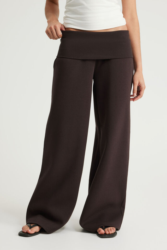 Wide Waistband Trackpant, CHOC NOIR