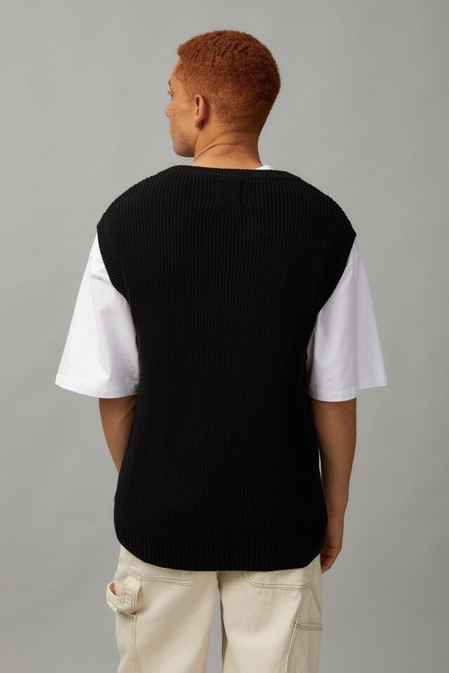 Knitted Vest, BLACK