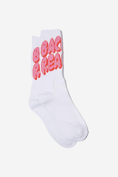 Retro Ribbed Socks, WHITE BACK TO REALITY