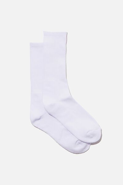 Retro Ribbed Socks, WHITE