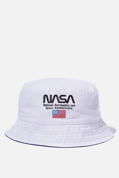 License Reversible Washed Bucket Hat, LCN NASA WHITE/NAVY REVERSIBLE