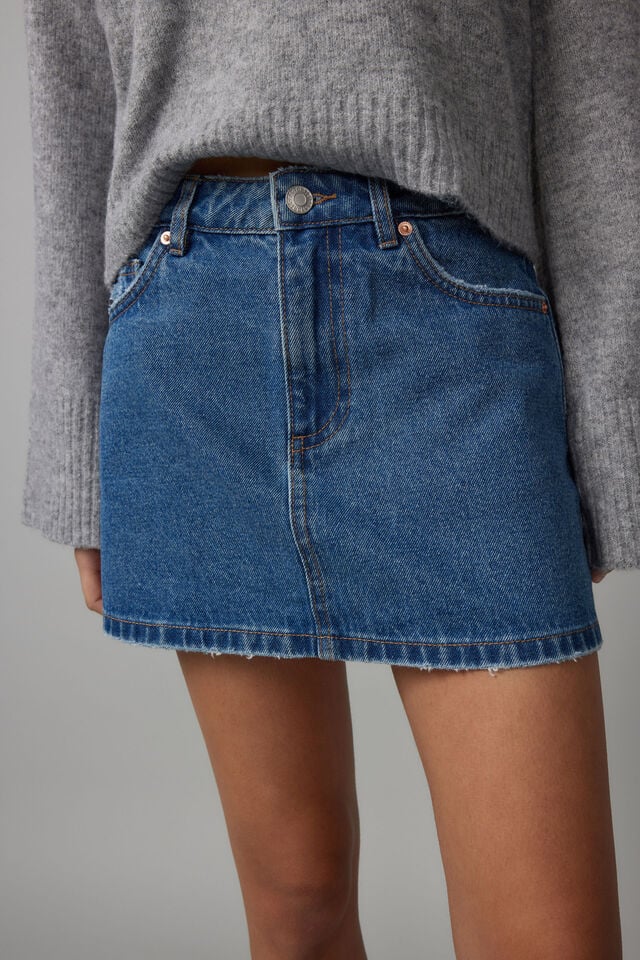 The Everyday Denim Skirt, MID BLUE