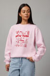 Graphic Crew Sweater, TUTU PINK/NY ICONS - alternate image 1