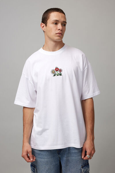 Half Half Oversized T Shirt, HH WHITE/HALF HALF PLANTS