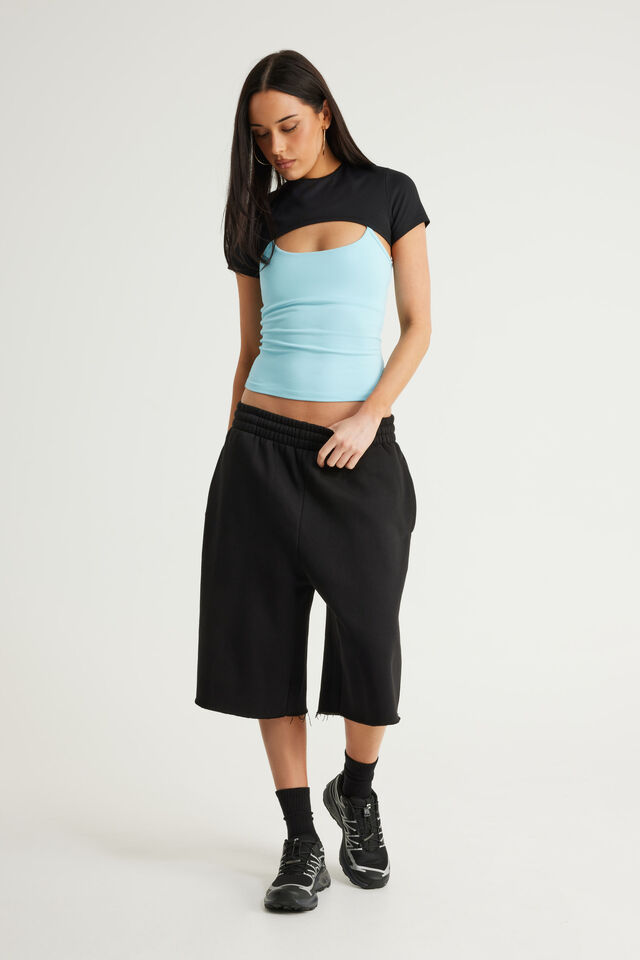 Snatched Bolero Tee, BLACK