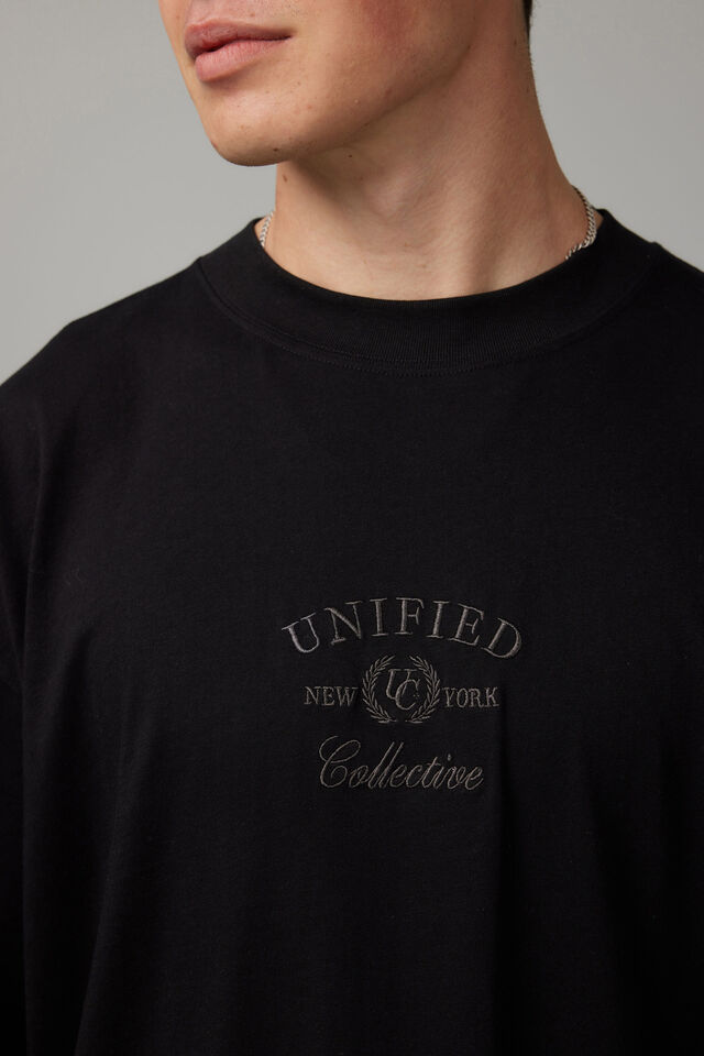 Box Fit Unified Tshirt, UC BLACK/UNIFIED HERITAGE EMBROIDERY