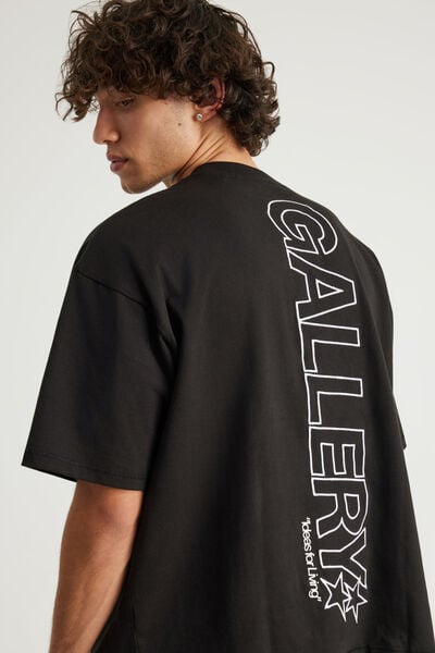 Open Gallery Box Fit Tshirt, OG BLACK/VERTICAL OUTLINE