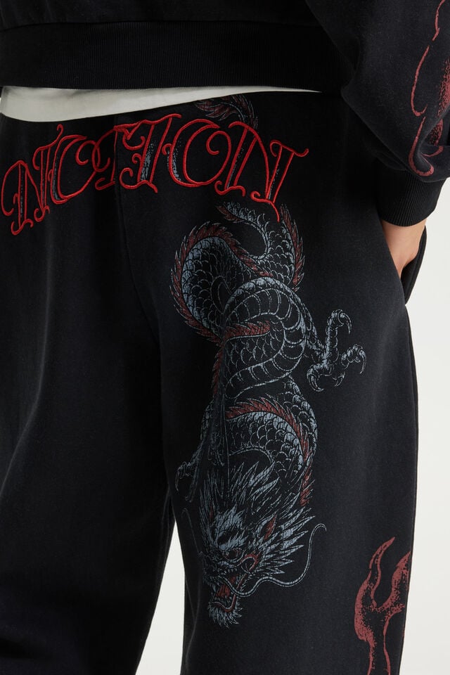 Baggy Trackpant, NTN WASHED BLACK/DRAGON