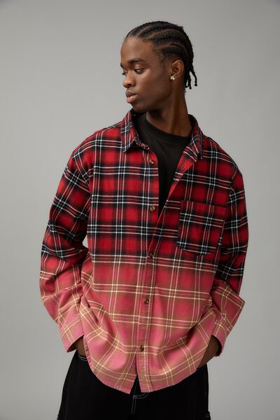 Vintage Thrift Check Shirt, RED BLUE CHECK/BLEACHED