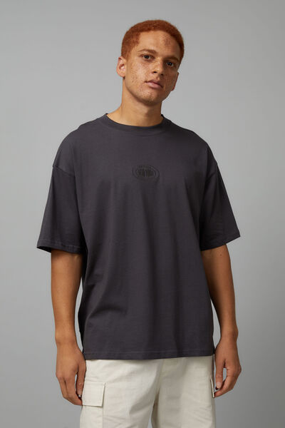 Half Half Box Fit Graphic T Shirt, SLATE/UC TONAL