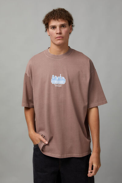 Heavy Weight Box Fit Graphic Tshirt, DUSTY MAUVE/5 BOROUGHS