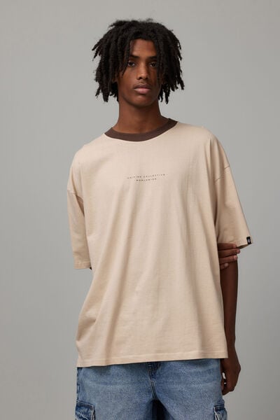 Box Fit Unified Tshirt, BEIGE/BRACKEN CONTRAST