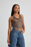 Kelly Mesh Cowl Neck Halter, LEOPARD PRINT - alternate image 2