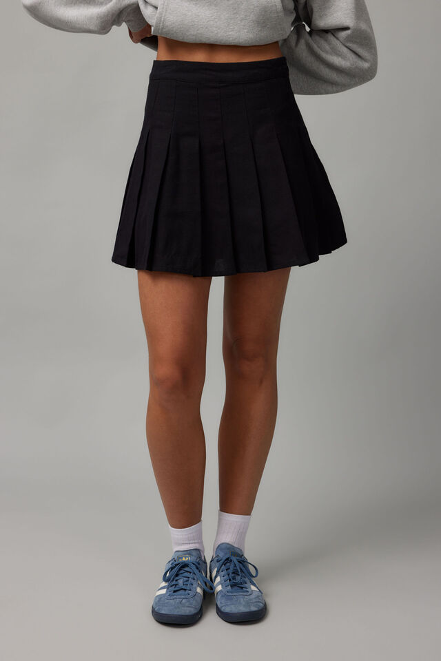 Pleated Skirt, BLACK