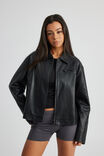 Pu Biker Jacket, BLACK - alternate image 1