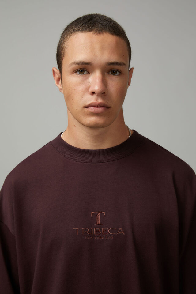 Heavy Weight Box Fit Graphic Tshirt, WASHED WINE/TRIBECA