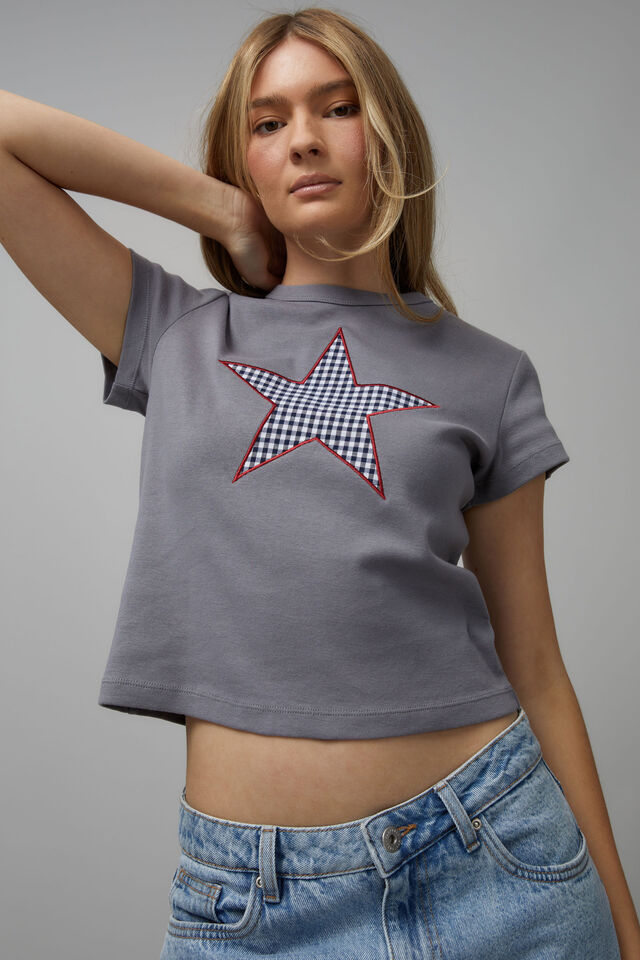 Slim Fit Graphic Tee, WASHED STEEL/GINGHAM STAR