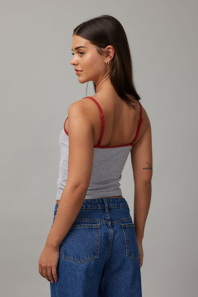 Classic Cami, GREY MARLE/RED