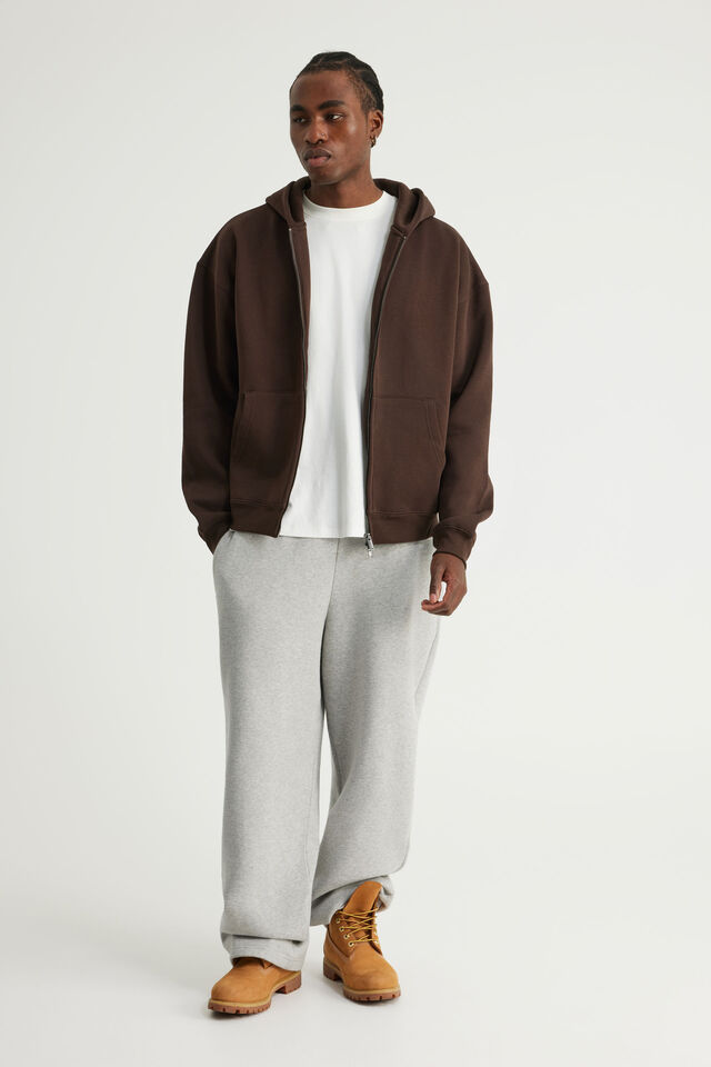 Authentics Boxy Zip Thru Hoodie, WALNUT