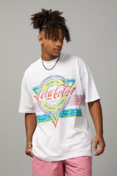 Oversized Pop Culture T Shirt, LCN COK WHITE/COCA COLA DIAMOND