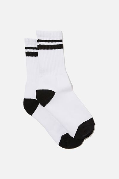 Retro Sport Sock, WHITE BLACK STRIPE