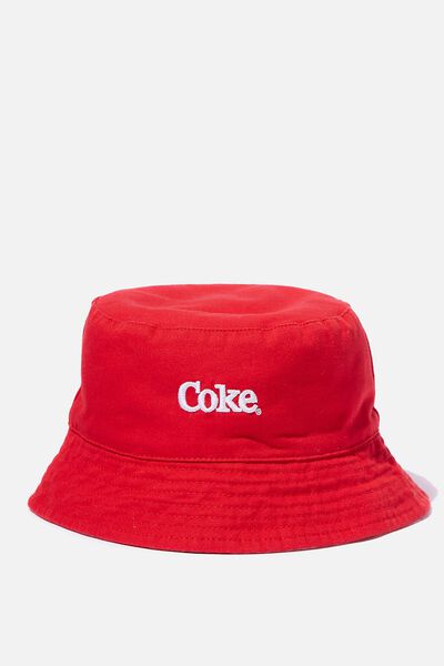 License Reversible Washed Bucket Hat, LCN COK COKE RED/WHITE TIE DYE REVERSIBLE