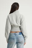Funnel Neck Zip Through, GREY MARLE/MILITARY - example image 3