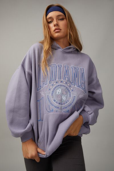 Slouchy Graphic Hoodie, SILVER BULLET/INDIANA