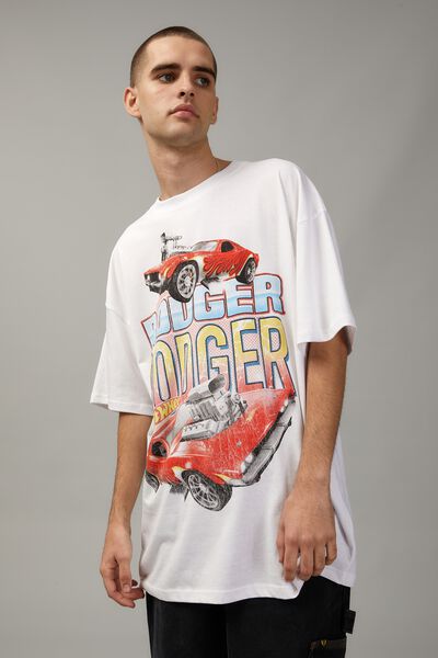 Oversized Hot Wheels T Shirt, LCN MAT WHITE/HOT WHEELS BONE SHAKER