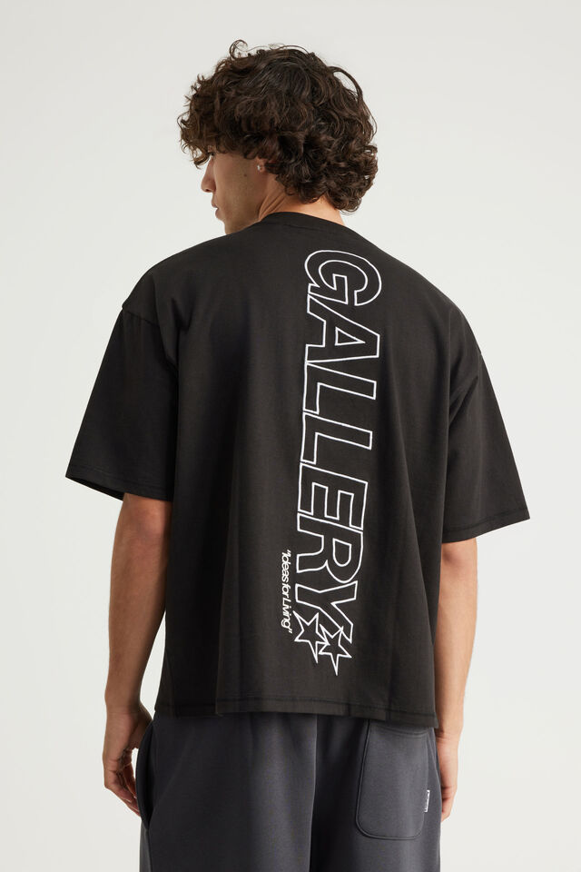 Open Gallery Box Fit Tshirt, OG BLACK/VERTICAL OUTLINE