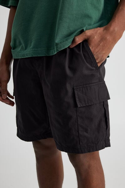 Pull On Cargo Short, BLACK