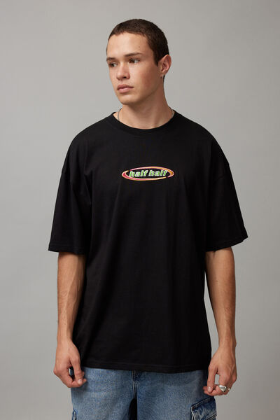 Half Half Oversized T Shirt, BLACK/HALF HALF FLUORO