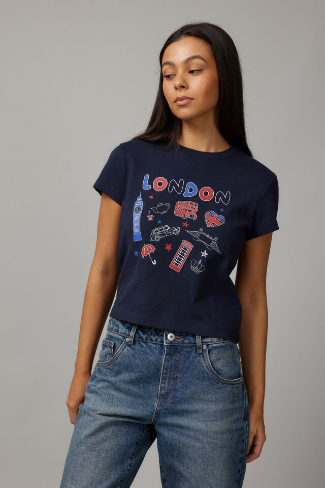 Slim Fit Graphic Tee, NAVY/LONDON ICONS