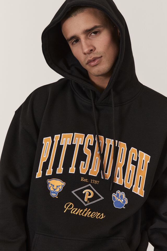 Oversized College Hoodie, LCN PIT BLACK/PITTSBURGH COLLEGE