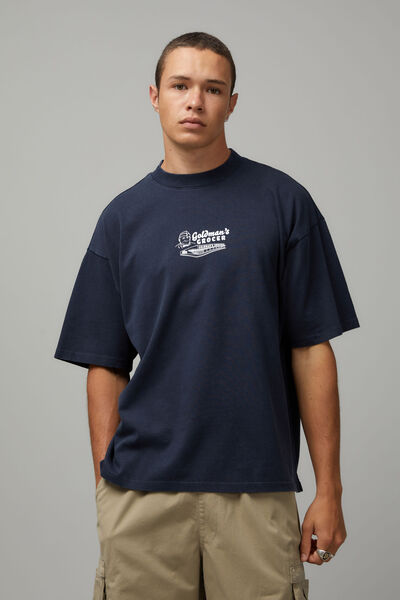Heavy Weight Box Fit Graphic Tshirt, WASHED NAVY/GOLDMANS GROCER