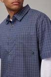 Short Sleeve Shirt, NAVY BLUE MICRO CHECK - alternate image 3