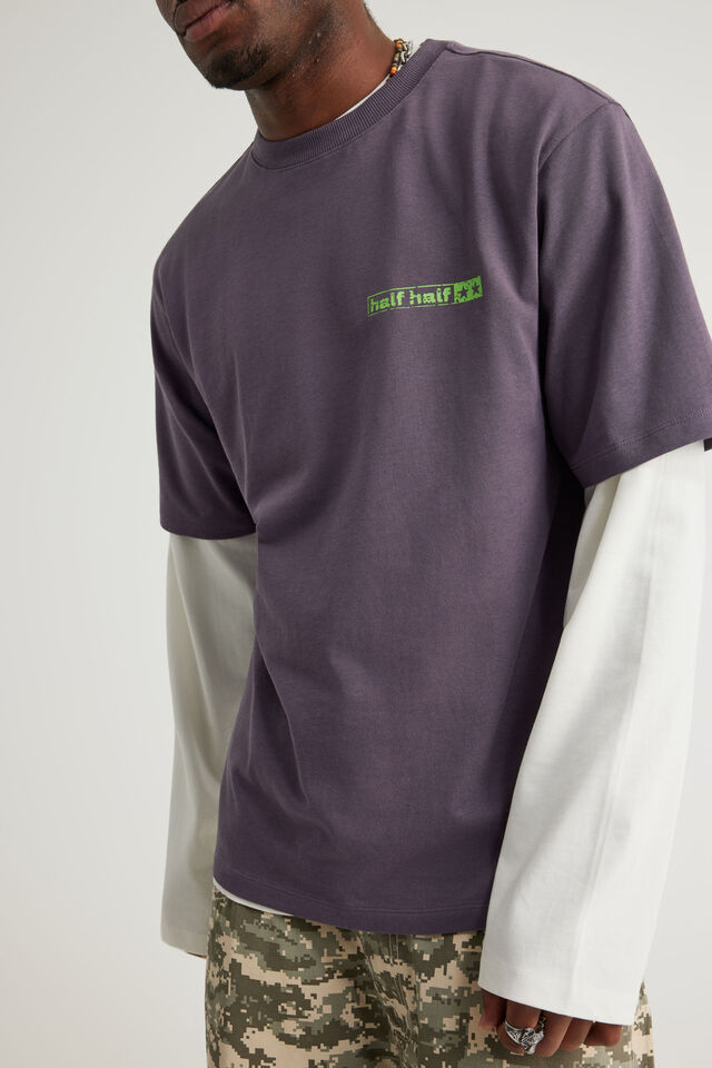 Half Half Heavyweight Core Fit Tshirt, HH WINTER PLUM/WORK N PLAY