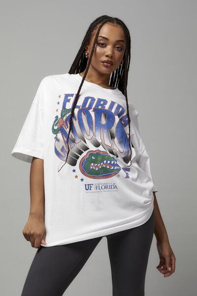 Lcn Florida Gators Oversized Graphic Tee, LCN FLO FLORIDA GATORS / WHITE