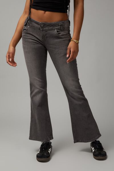 Low Rise Kick Flare Jean, GREY/HEAVY WHISKERS