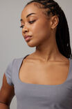 Sally Square Neck Tee, WASHED STEEL - alternate image 4