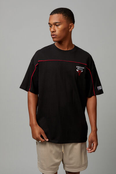 Oversized Nba Panelled T Shirt, LCN NBA BLACK /CHICAGO BULLS BACK TEXT