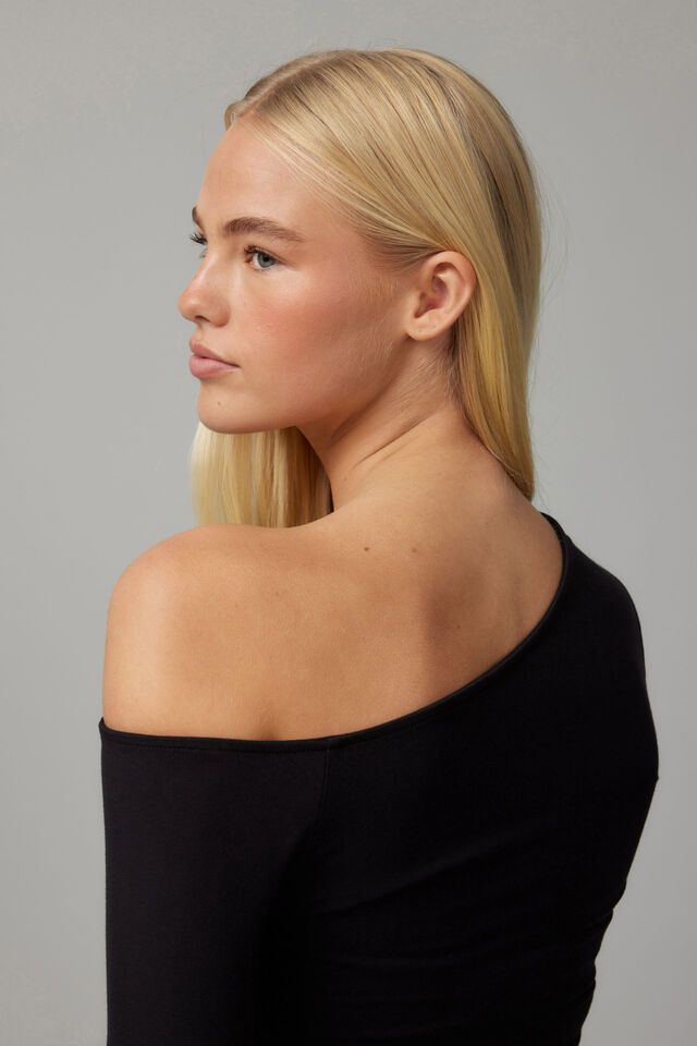Gemma Asymmetric Long Sleeve, BLACK