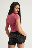 Lace Fitted Tee, HYPER PINK - example image 3