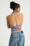 Open Back Deep V Halter, WINTER PLUM / DARK MARLE STRIPE - example image 3
