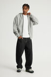 Authentics Oversized Zip Thru Hoodie, GREY MARLE - example image 2