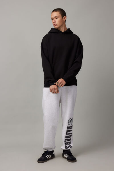 Nfl Relaxed Trackpant, LCN NFL SILVER MARLE/RAIDERS SCRIPT EMB
